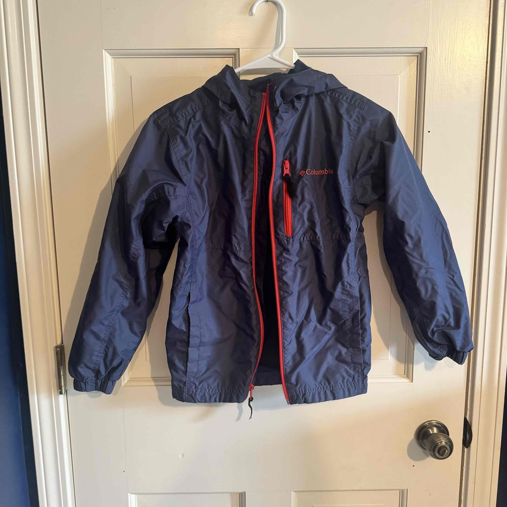 Columbia Youth Navy Hooded Windbreaker Jacket Size 10/12